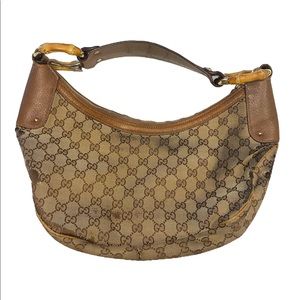 Bamboo Ring Half Moon Hobo GG Canvas Medium